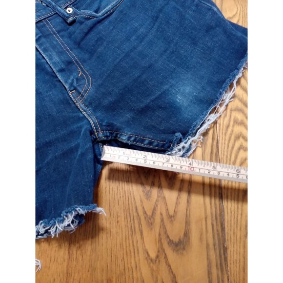 LEVI STRAUSS 511 Jeans Shorts Womens 34 X 30 BLUE Dark Preowned Frey Raw Hem ? - Picture 3 of 9